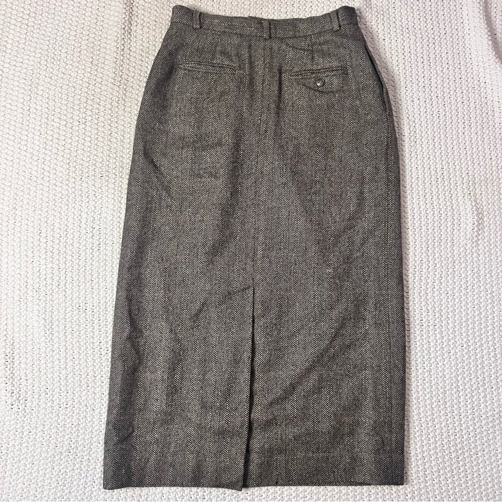 Ralph Lauren Vintage Made in USA Brown Tweed Midi Skirt With Pockets - Picture 5 of 9